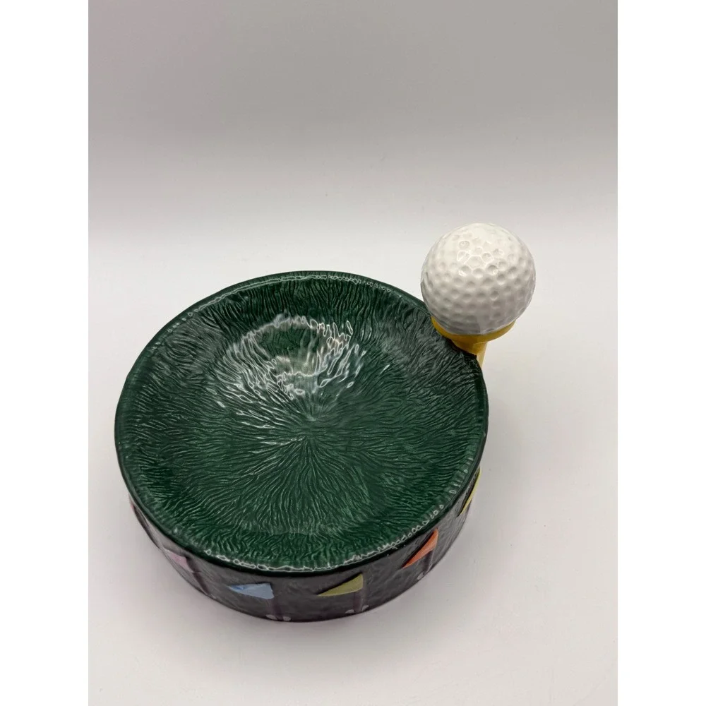 Vtg Ceramic Golf Ball on Tee Decorative Bowl Ashtray Dish Father's Day Gift